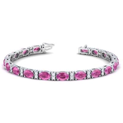 Pink Sapphire Oval Diamond Bracelet (8.64cttw)