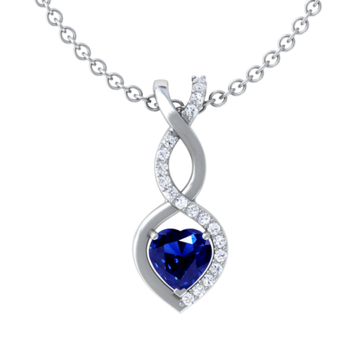 Heated Natural Heart Round diamonds and blue sapphire pendant