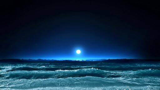 Lovely moonlight shining at night moon light sea night waves art 46127 3840x2160 UHD 4K Wallpaper