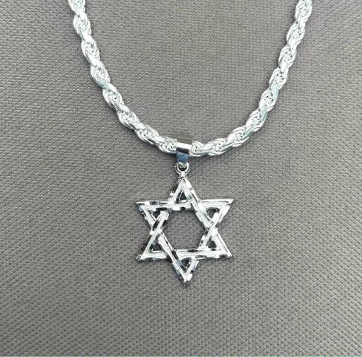Star of David Pendant - Sterling Silver Jewish Star Pendant - Diamond Cut Judaica Pendant