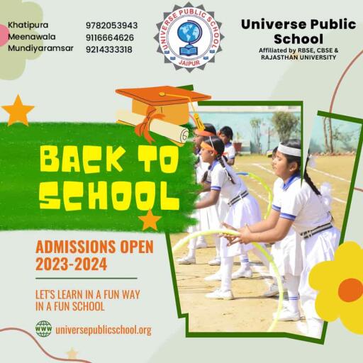 Admission open for session 2023 24 in Top CBSE School in Jaipur Universe Public School