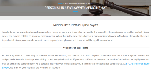 Personal Injury Lawyer Medicine Hat - BPCAB Personal Injury Lawyer (587) 801-5617