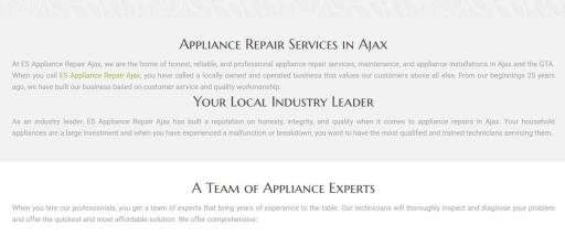 Appliance Repair IN Ajax - ES Appliance Repair Ajax (289) 275-0224