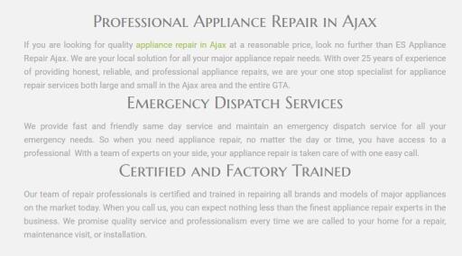Appliance Repair Ajax ON - ES Appliance Repair Ajax (289) 275-0224
