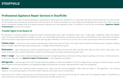 Appliance Repair Stouffville ON - Appliance Repair Professionals (289) 212-0800