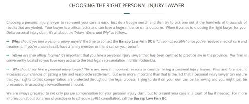 Injury Lawyer Delta - Barapp Law Firm BC (800) 536-8122