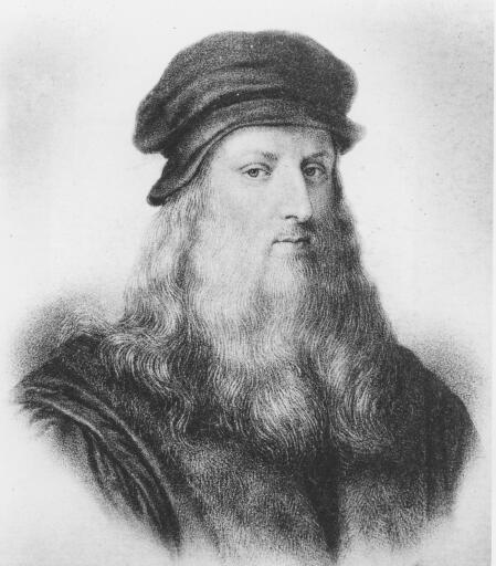 Leonardo da Vinci, Italian High Renaissance master, is shown in this undated portrait drawing.  Da V