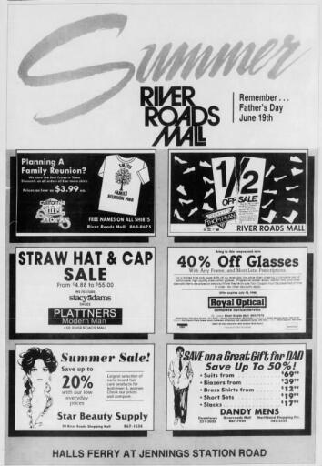 1988 River Roads Mall Summer Sale ad
