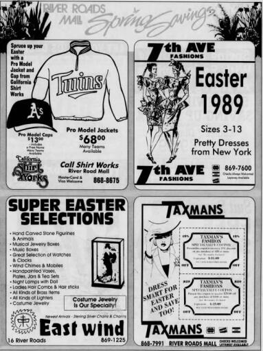 1989 River Roads Mall Spring Savings ad