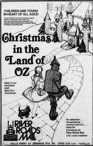 River Roads Mall Christmas in the Land of Oz ad (1978)