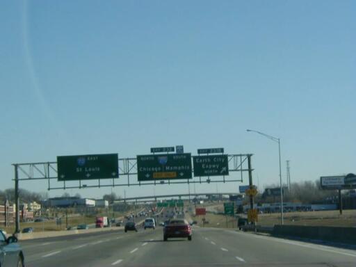 Interstate 70 East at Exit 231B, Earth City Expressway North exit (1999)