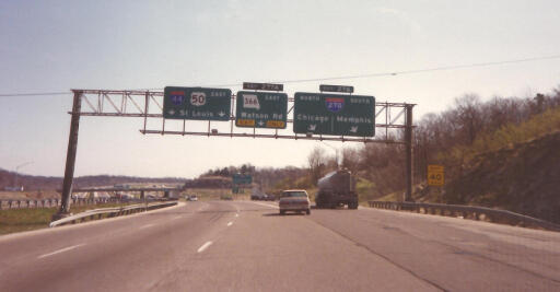 Interstate 44 & US 50 East at Exit 276, Interstate 270 exits (1991)