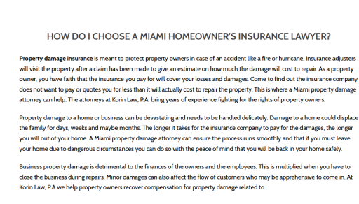 Property Damage Lawyer Miami - Korin Law,P.A. (954) 556-6753