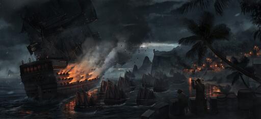 060224 cannons fantasy artwork night pirate ship