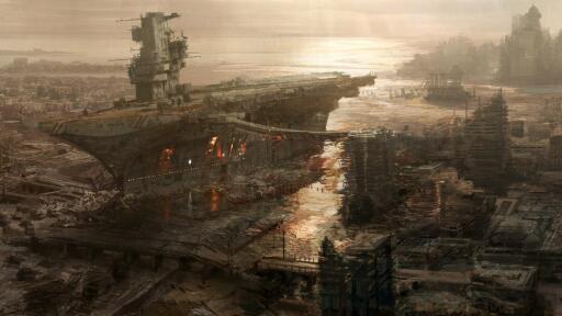 video games carrier Fallout ships apocalypse boats concept art artwork vehicles rivet city Fallout 3