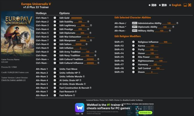 Europa Universalis V Trainer