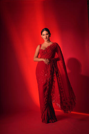 Amyra Dastur Red Saree (5)