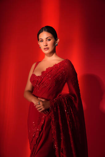 Amyra Dastur Red Saree (3)