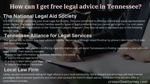 How can I get free legal advice in Tennessee