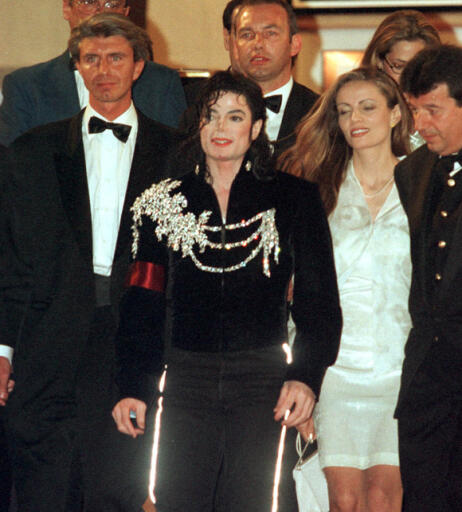 Michael Jackson wearing the jacket at the Cannes Film Festival in 1997