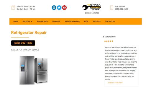 Refrigerator repair in Tarzana