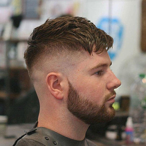 Peaky Blinders Hairstyle Textured French Crop with Beard