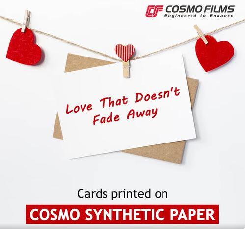 Valentine’s cards printed on Cosmo Synthetic Paper (CSP).