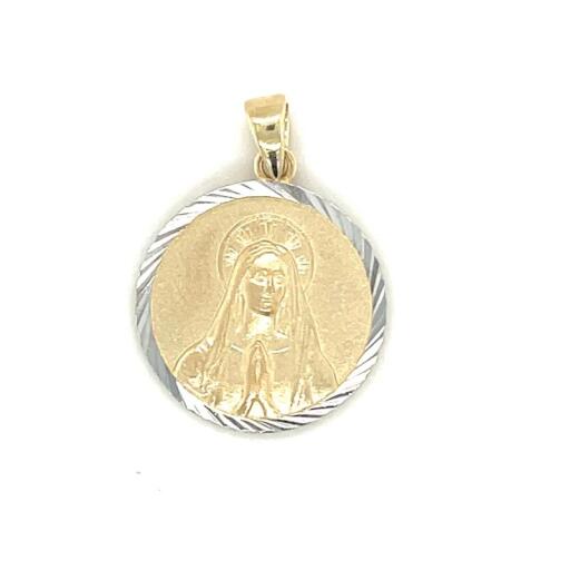 14K Gold Mother Mary Religious Pendant