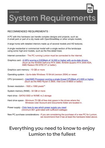 LUMION REQUIREMENTS Page 2